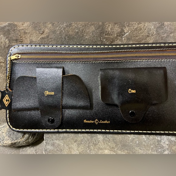 Solid Leather Utility Organizer & Glasses Holder  for Drivers - Picture 2 of 9